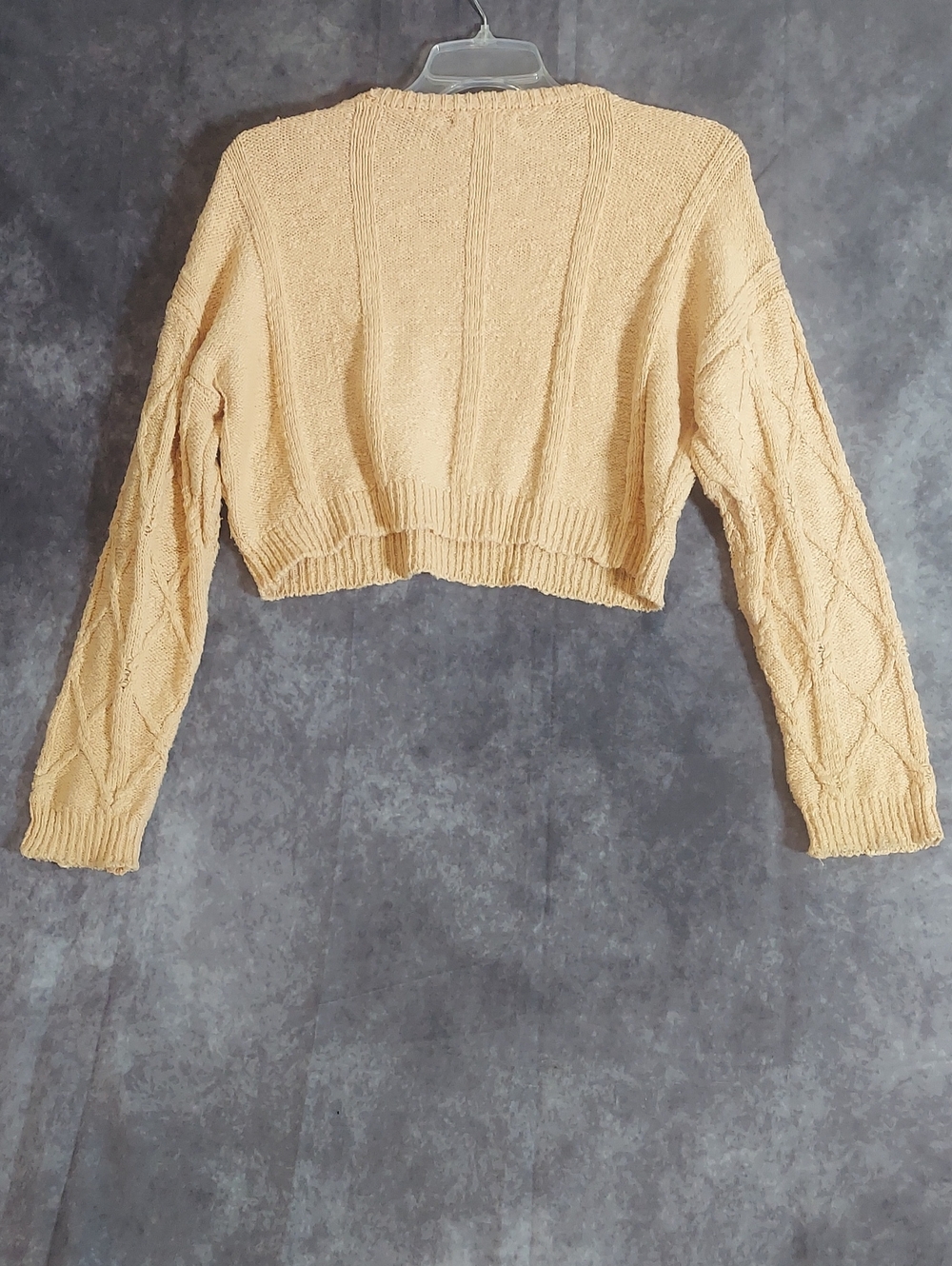 Forever 21 Peach Pink Cropped Cable Knit Sweater Size Small - Picture 7 of 7